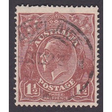 Australian    King George V   1½d Penny Half Pence Brown   Single Crown WMK Plate Variety 12L58